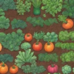 Guía de jardinería accesible con ilustraciones vibrantes y consejos sobre cultivos estacionales
