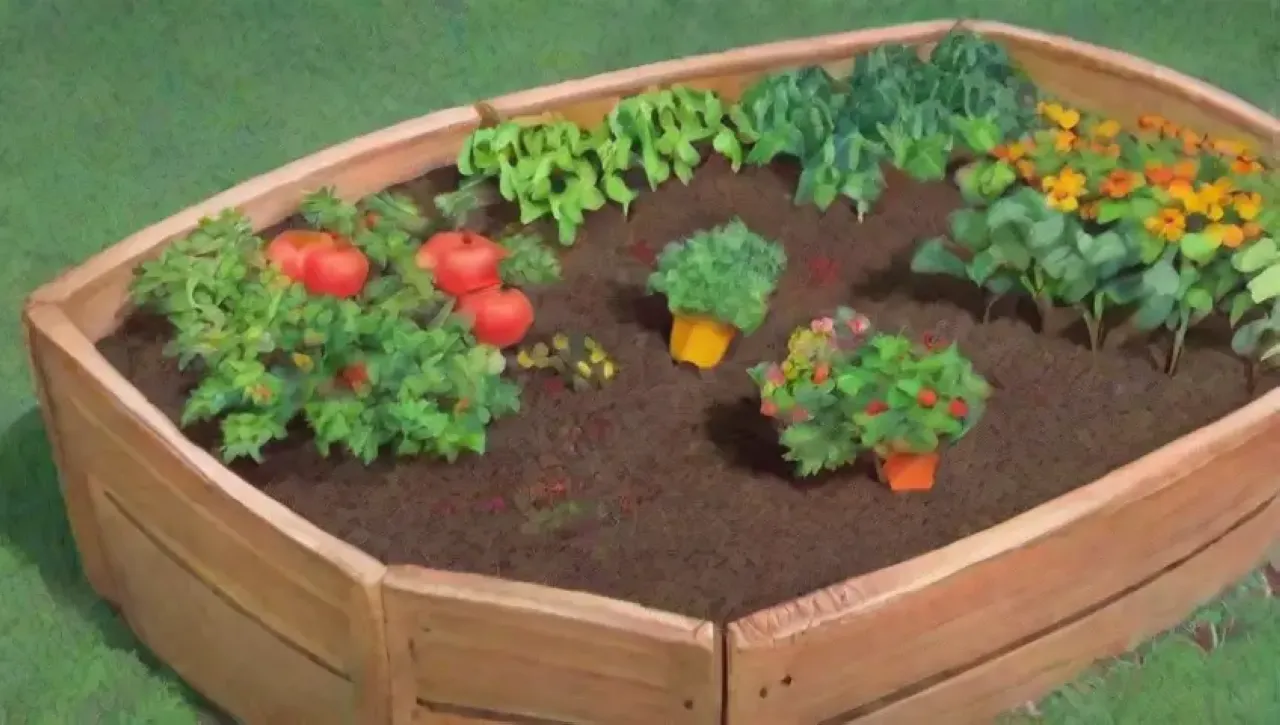 Un jardín vibrante y armonioso lleno de vida y colores