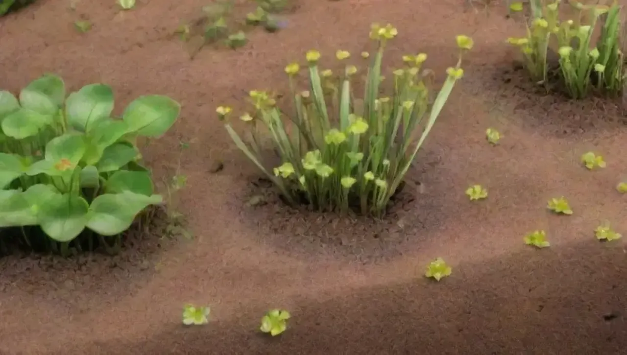 Un paisaje vibrante de vida y crecimiento en tonos tierra
