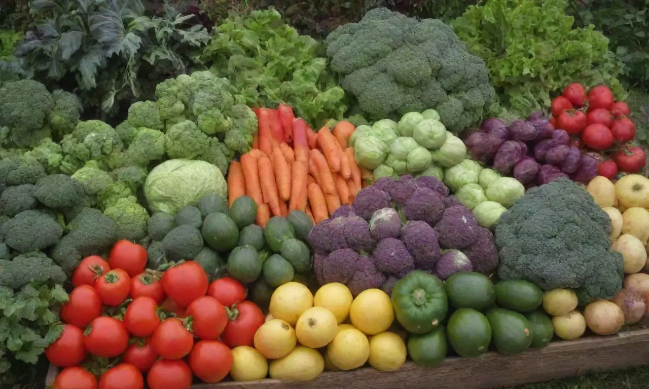 Guía visual de verduras coloridas con descripciones claras y organización atractiva