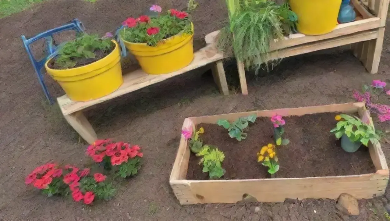 Un jardín vibrante y alegre lleno de vida y color