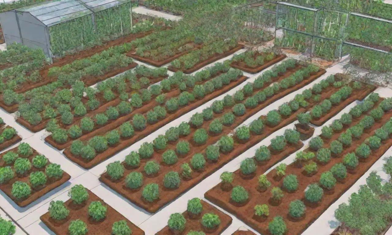 Jardines futuristas con cultivos verticales y tecnologías sostenibles