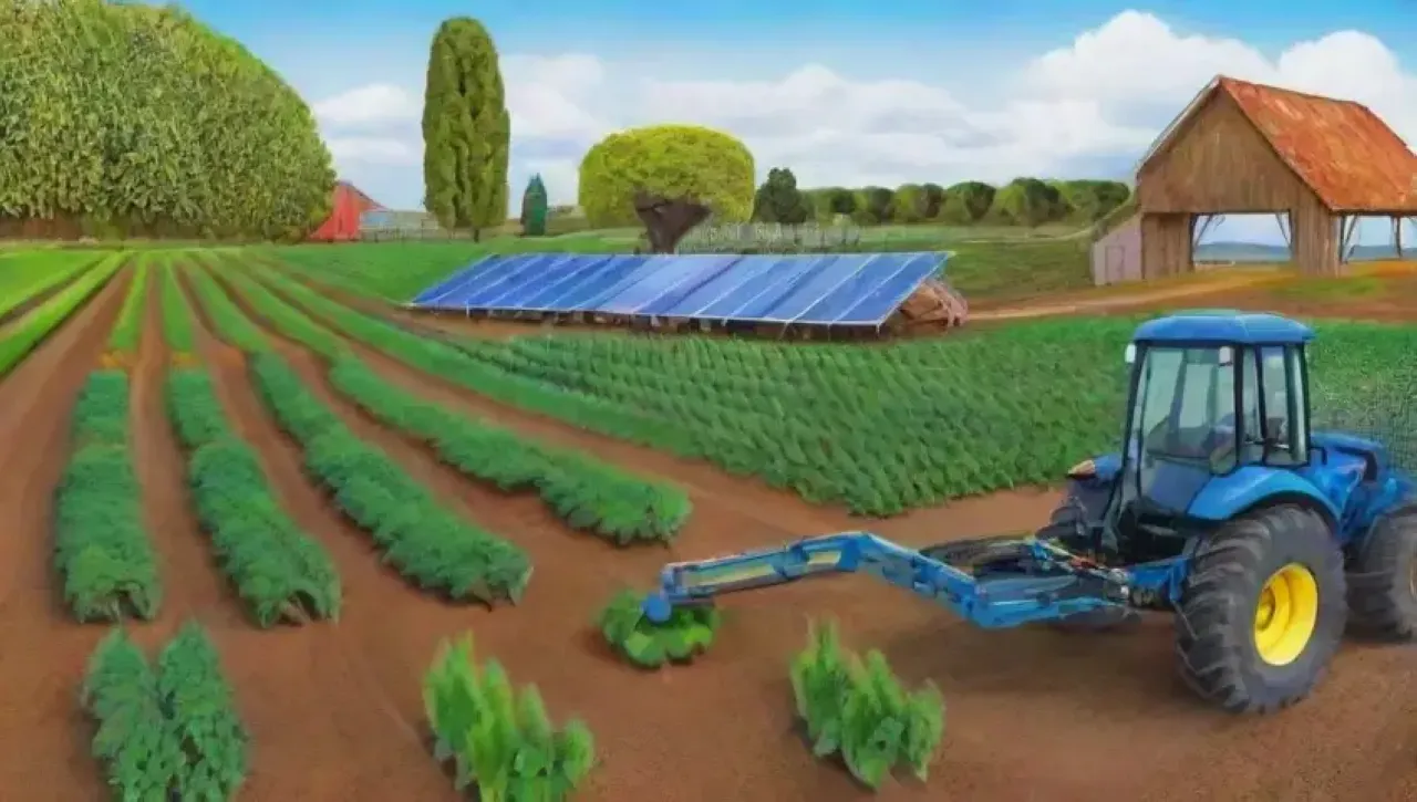 Futuras granjas sostenibles integran tecnología avanzada y prácticas ecológicas en paisajes vibrantes