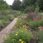 Jardín vibrante con plantas diversas