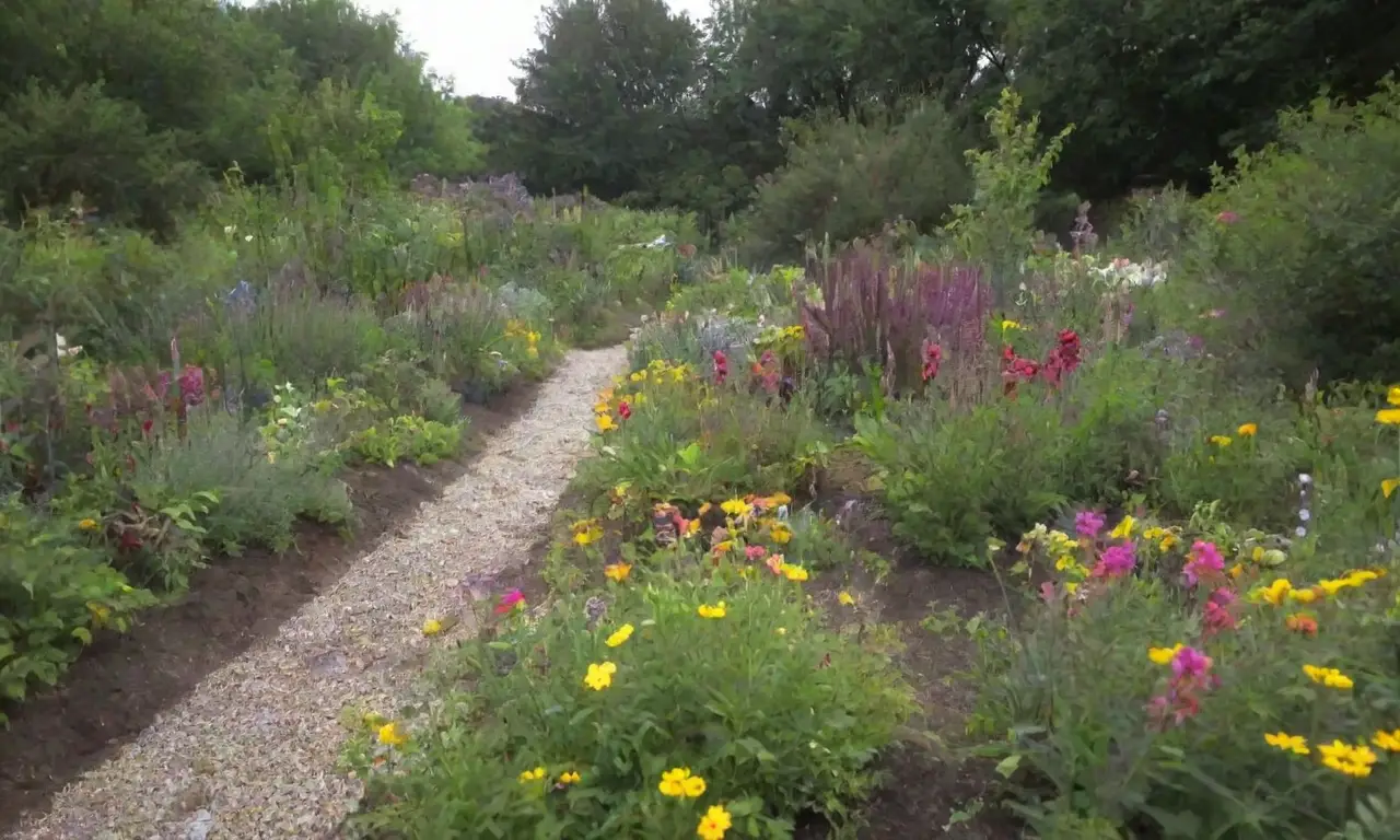 Jardín vibrante con plantas diversas