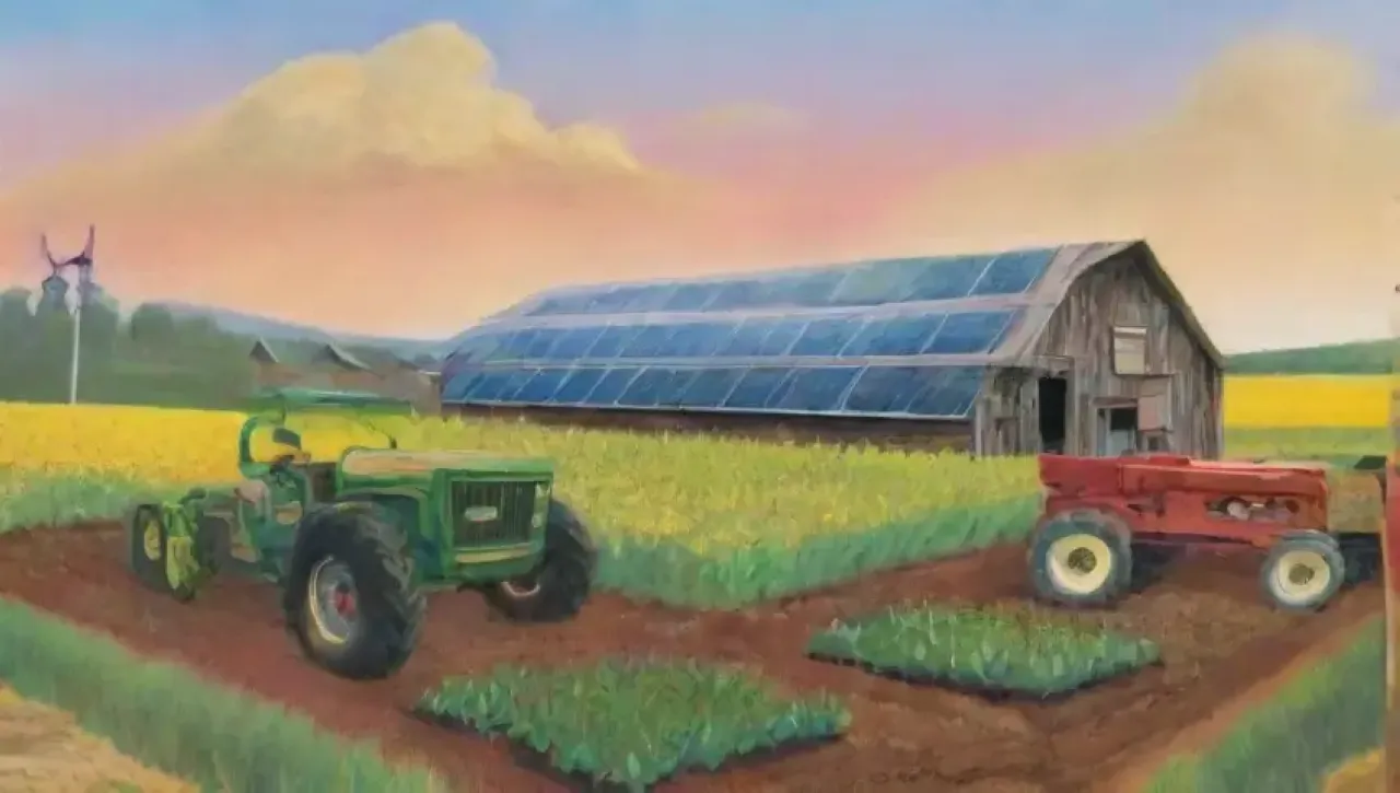 Un paisaje agrícola vibrante y sostenible lleno de vida y esperanza
