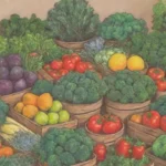 Huerto vibrante y fresco con vegetales y frutas coloridas