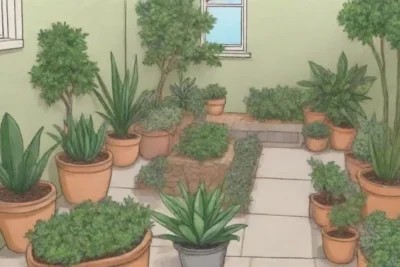Colores suaves y plantas verdes crean un hogar acogedor y tranquilo