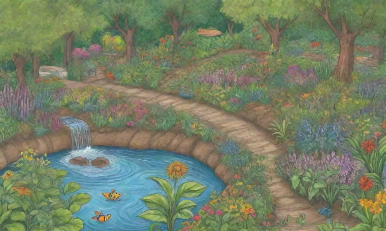Ilustraciones coloridas de ecosistemas diversos y sostenibles
