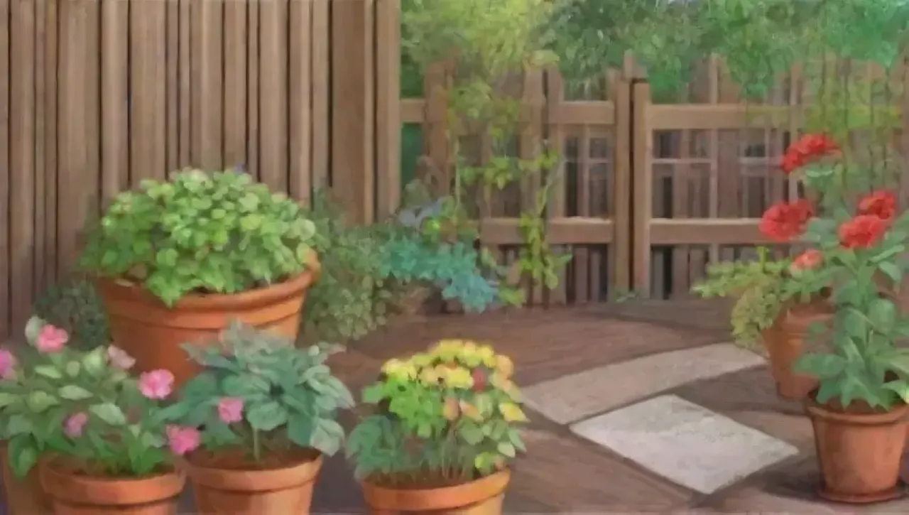 Un jardín vibrante y sereno lleno de vida y color