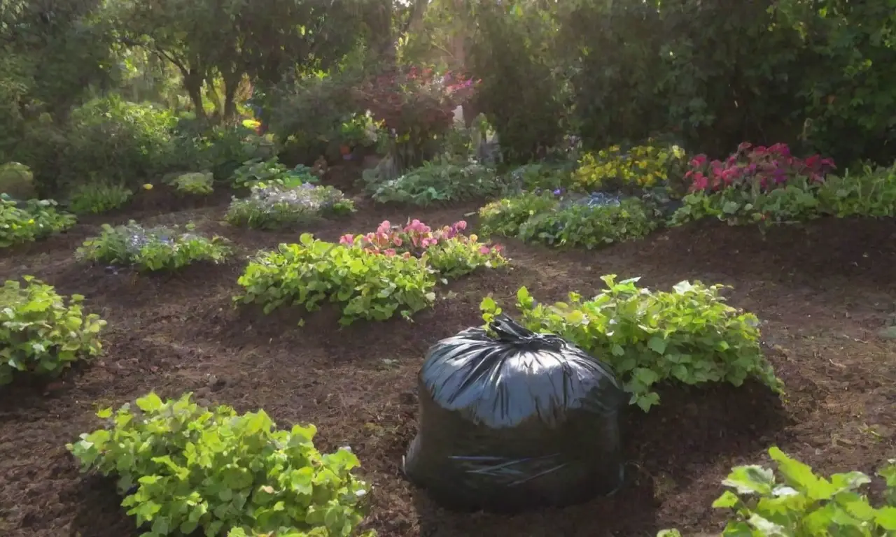 Escena de jardín vibrante con plantas diversas