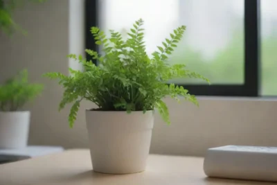 Plantas pequeñas con hojas verdes para decorar y aliviar el estrés en la oficina