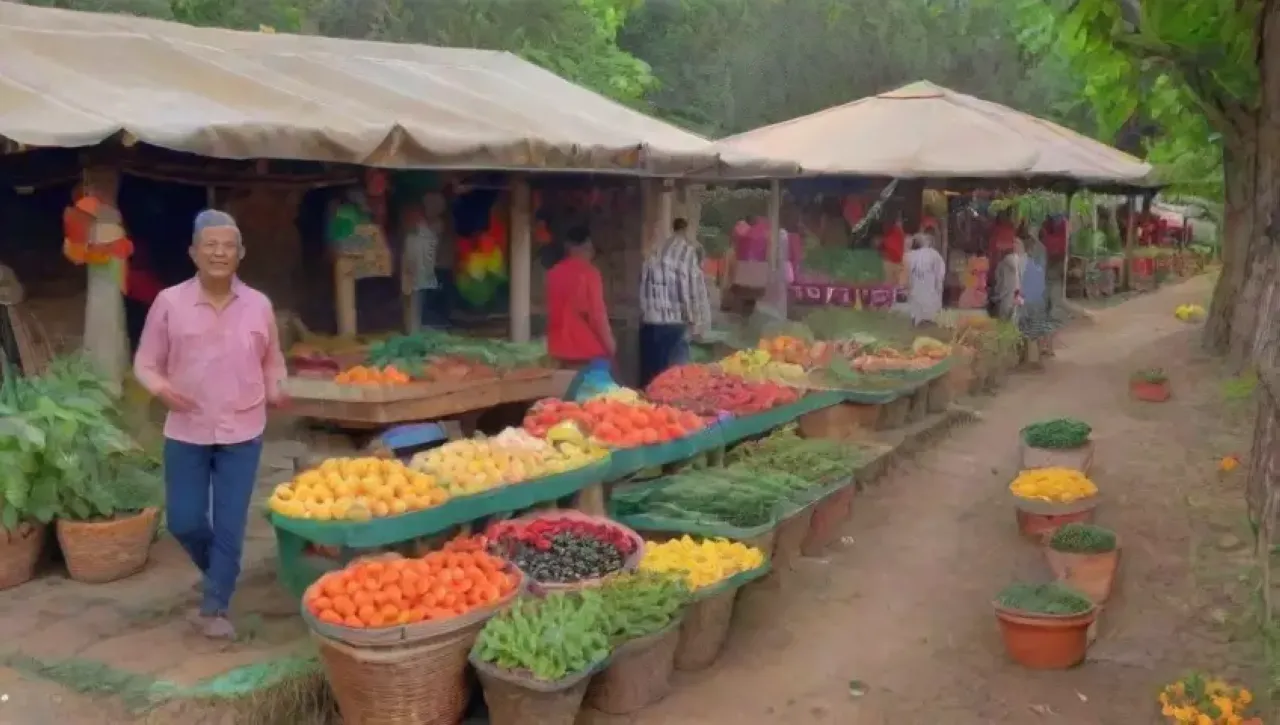 Mercados locales vibrantes con frutas, verduras, artesanías y una comunidad unida