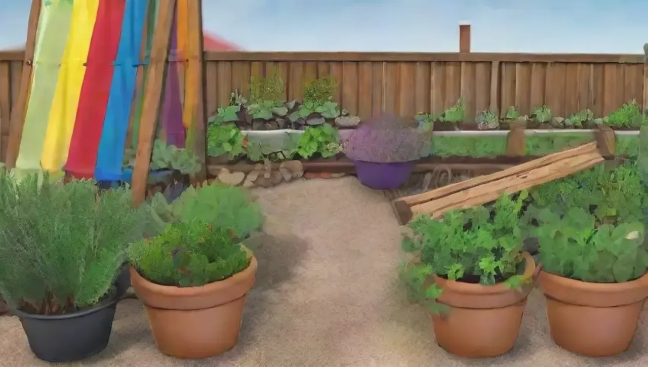Un jardín urbano vibrante y colaborativo lleno de vida, cultivos y esperanza