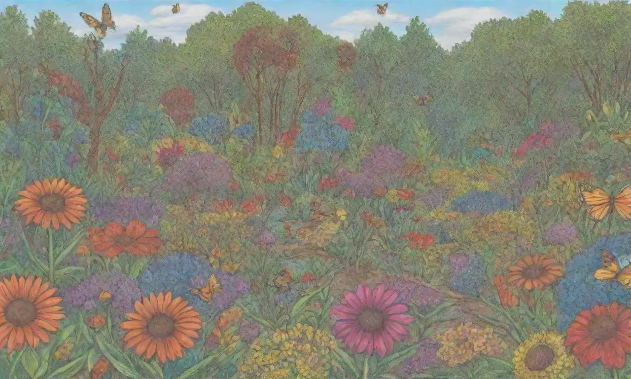 Un jardín vibrante y sostenible con plantas nativas y polinizadores