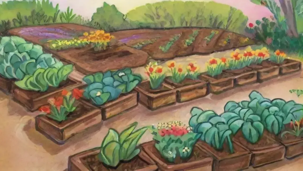 Un paisaje vibrante de campos verdes, flores, insectos y el ciclo de crecimiento en armonía