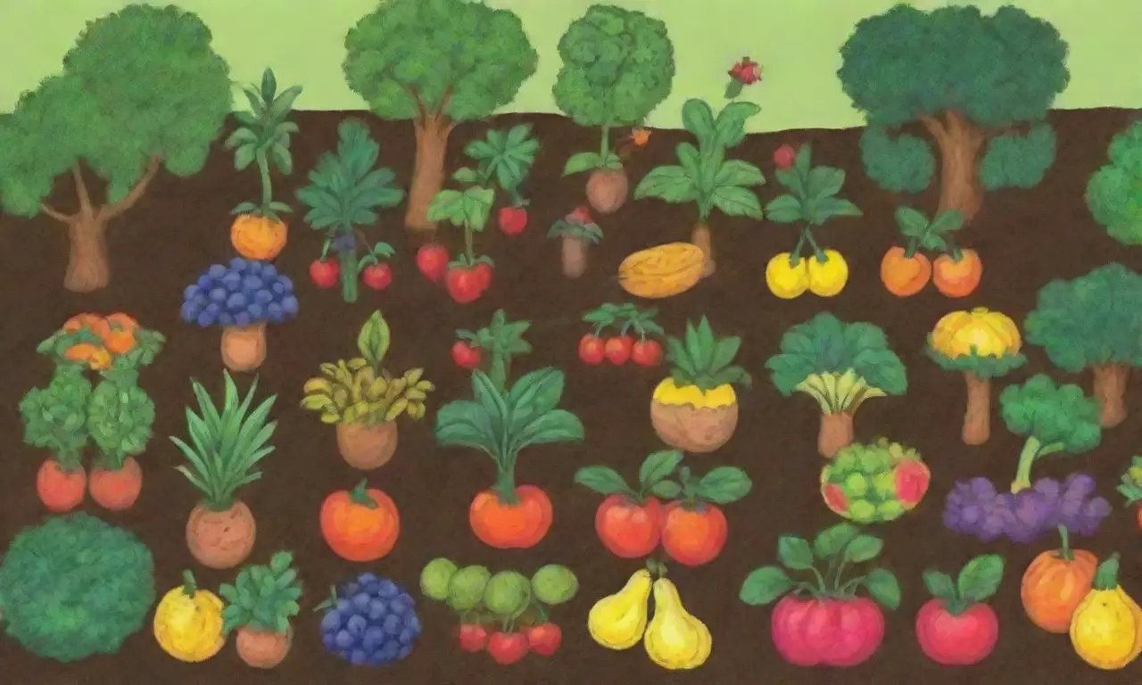 Frutas coloridas y tareas de jardinería: siembra