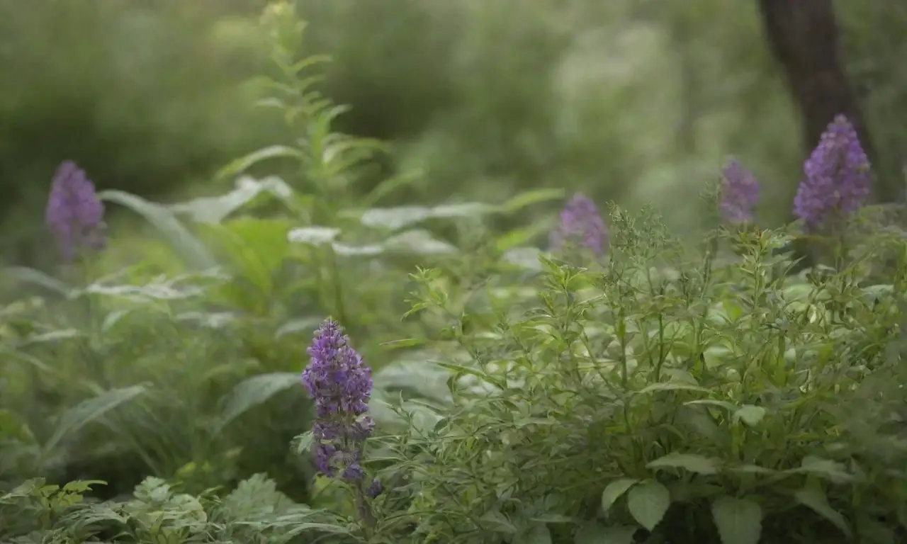 Diseño de papel tapiz con plantas medicinales y colores relajantes para un estilo de vida orgánico