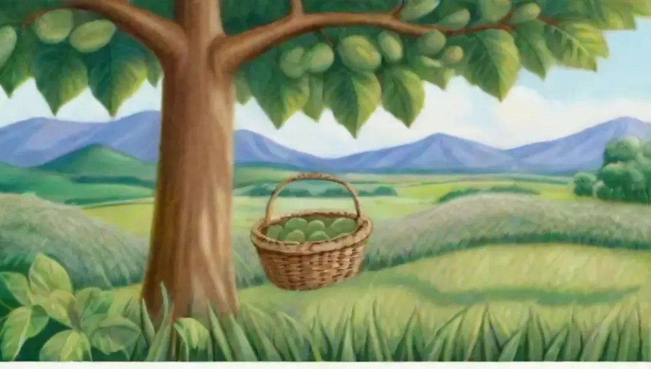 Un paisaje rural de viñas de kiwi con frutas maduras, luz filtrándose y manos cuidadosas cosechando