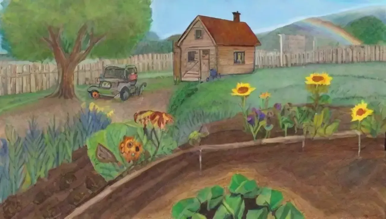 Un ecosistema vibrante y abundante de campos verdes, cultivos diversos y vida en armonía