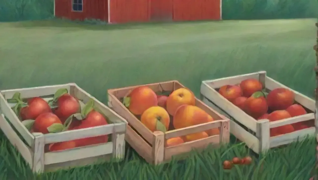 Un vibrante paisaje de frutas frescas y naturaleza en plena cosecha