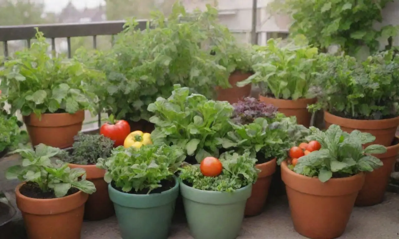Jardinería alegre y sostenible con verduras coloridas y verdes vibrantes