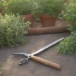Jardín de hierbas en cosecha