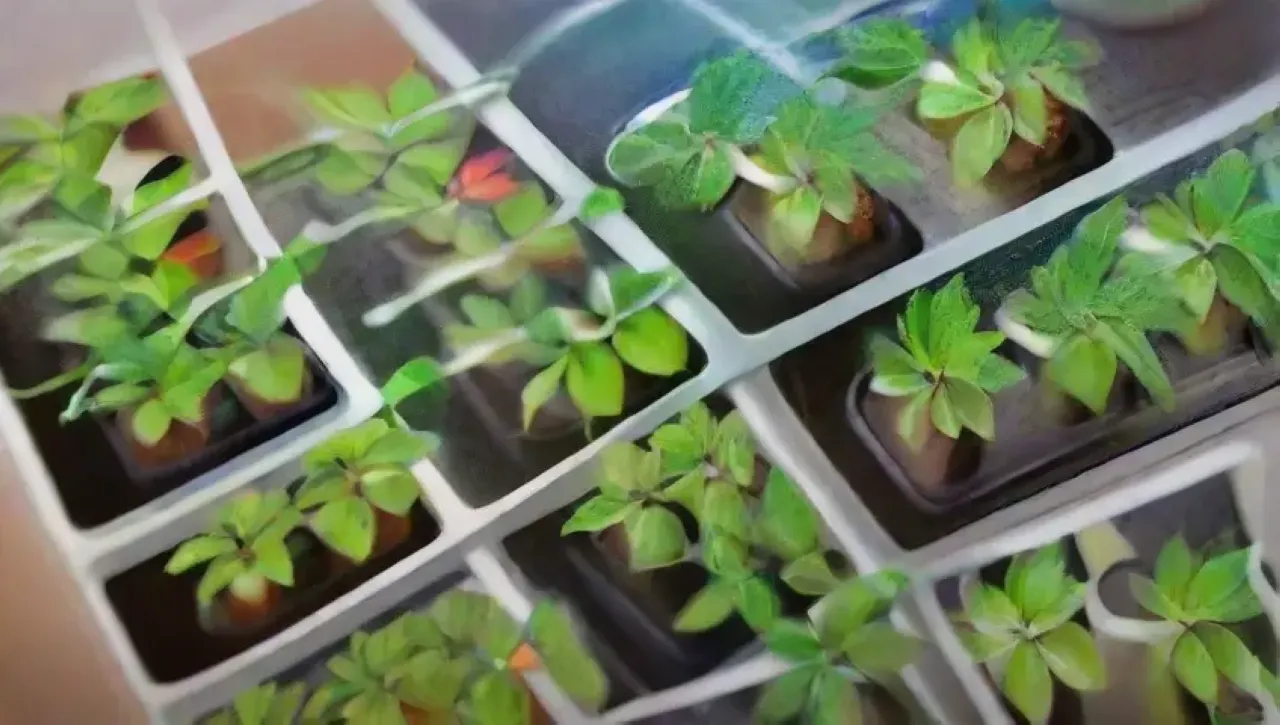 Un jardín hidropónico vibrante con plantas verdes, luces LED y tecnología integrada