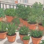 Jardines urbanos sostenibles y saludables en un balcón soleado