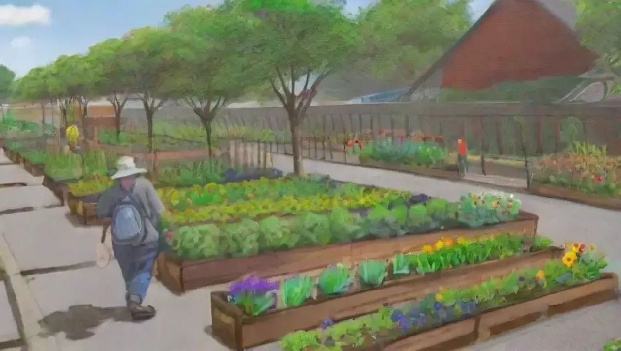 Jardines comunitarios vibrantes llenos de vida, plantas, risas y sostenibilidad