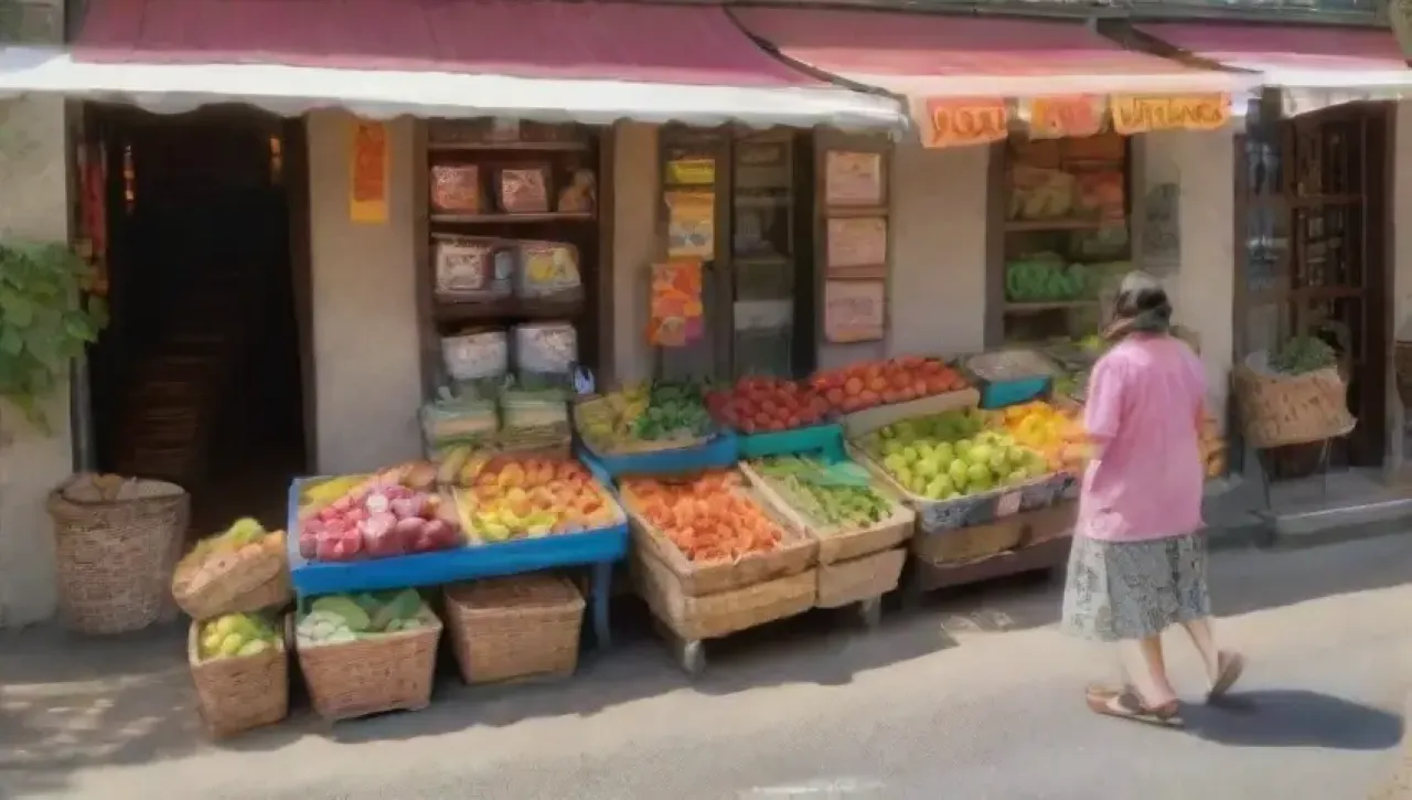 Un mercado local vibrante lleno de productos frescos, artesanías y una comunidad activa