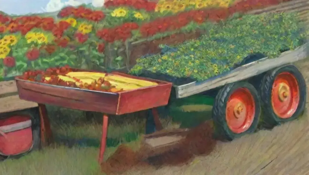 Un vibrante campo agrícola lleno de vida, trabajo y cosechas