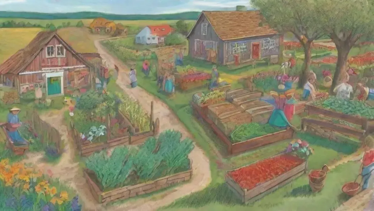 Un vibrante paisaje rural lleno de vida, comunidad y sostenibilidad