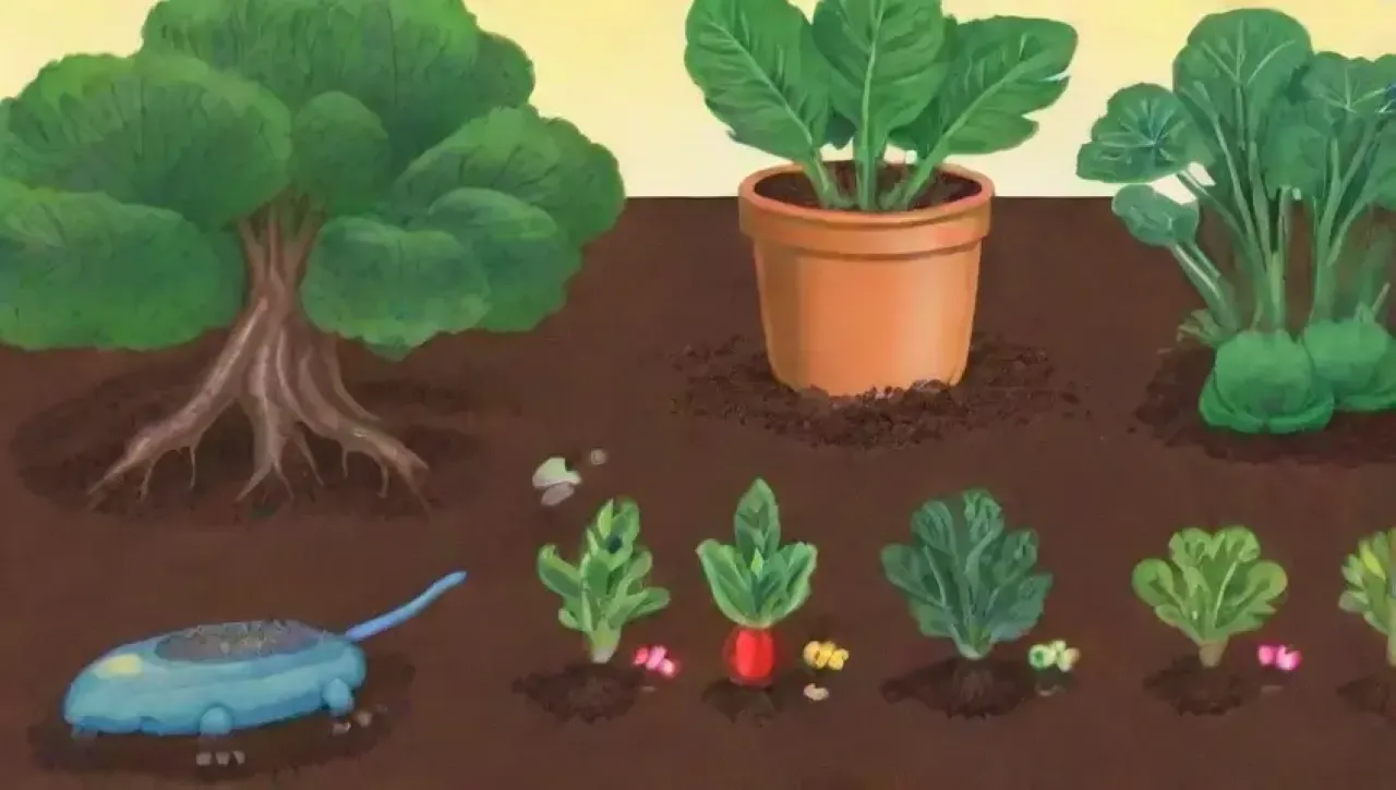 Un jardín vibrante y saludable con vegetales, suelo rico y nutrientes