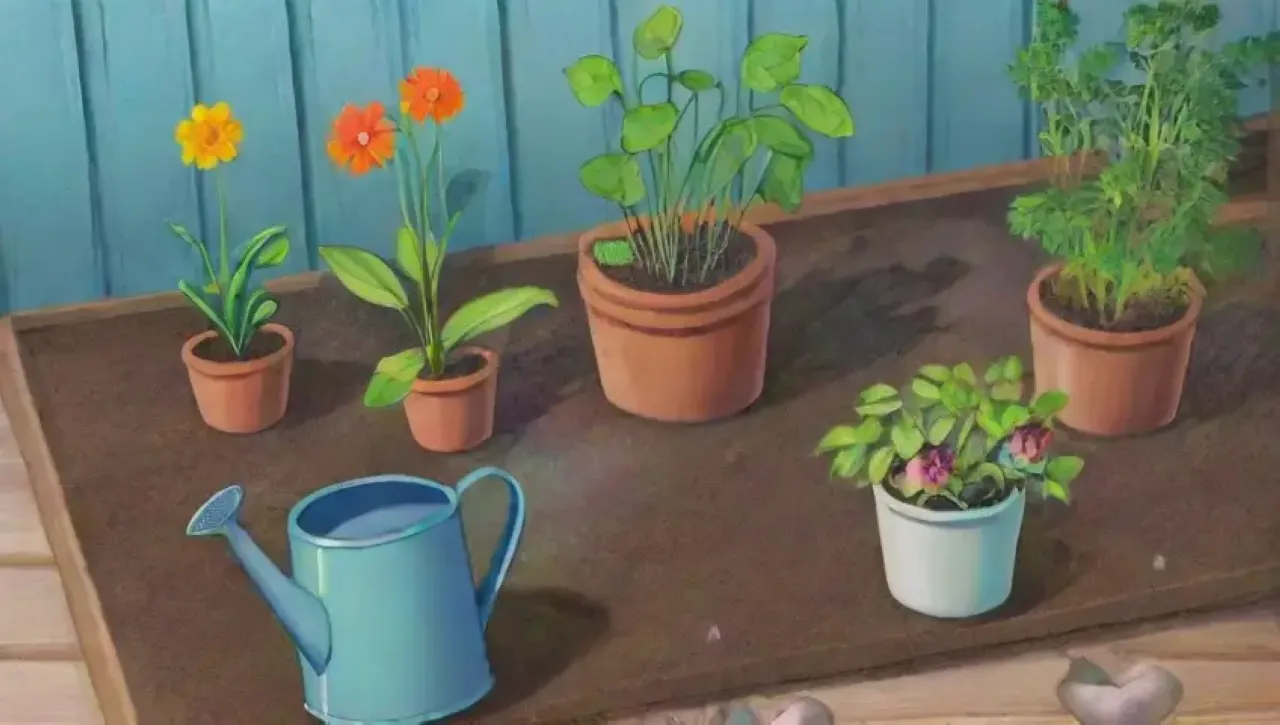 Un jardín vibrante y armonioso lleno de vida y color