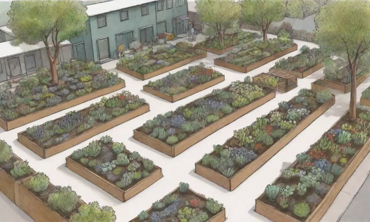 Jardines accesibles y sostenibles con diversidad de plantas y participación comunitaria