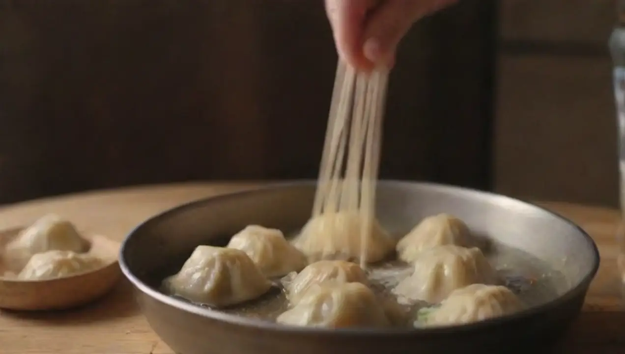 Preparando la masa para los dumplings de Deliciosos dumplings de hongos: una receta fácil y sabrosa
