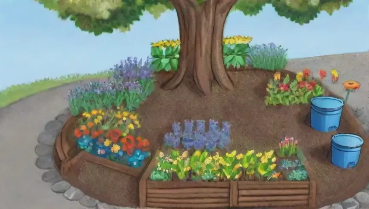 Un jardín vibrante y saludable lleno de vida y naturaleza