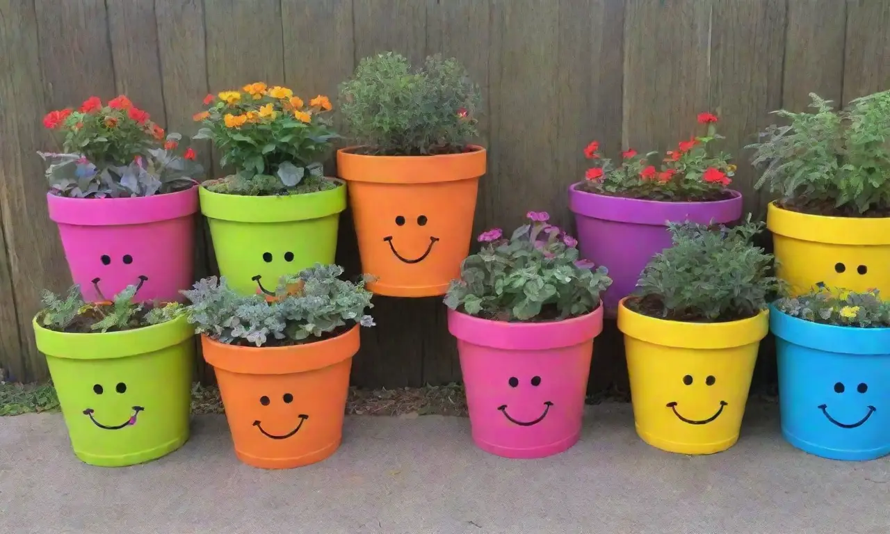 Colores vibrantes y diseños únicos en un jardín con plantas y materiales reciclados