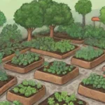 Jardín verde con sensores inteligentes