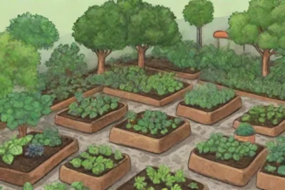 Jardín verde con sensores inteligentes