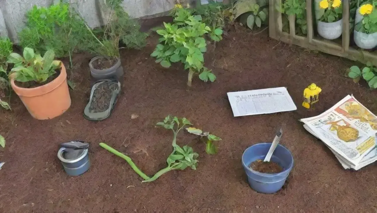 Un jardín vibrante y armonioso lleno de vida y cuidado familiar