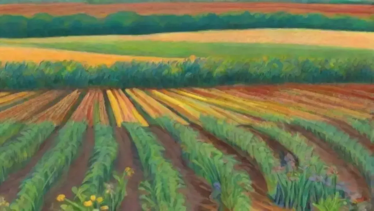 Campos vibrantes y diversos, con cultivos saludables y un paisaje armonioso
