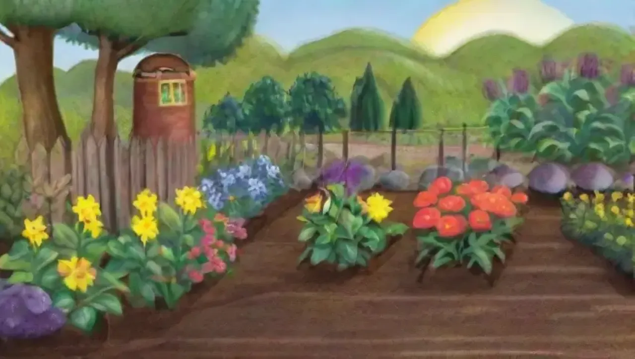 Un jardín vibrante y diverso, lleno de vida y armonía