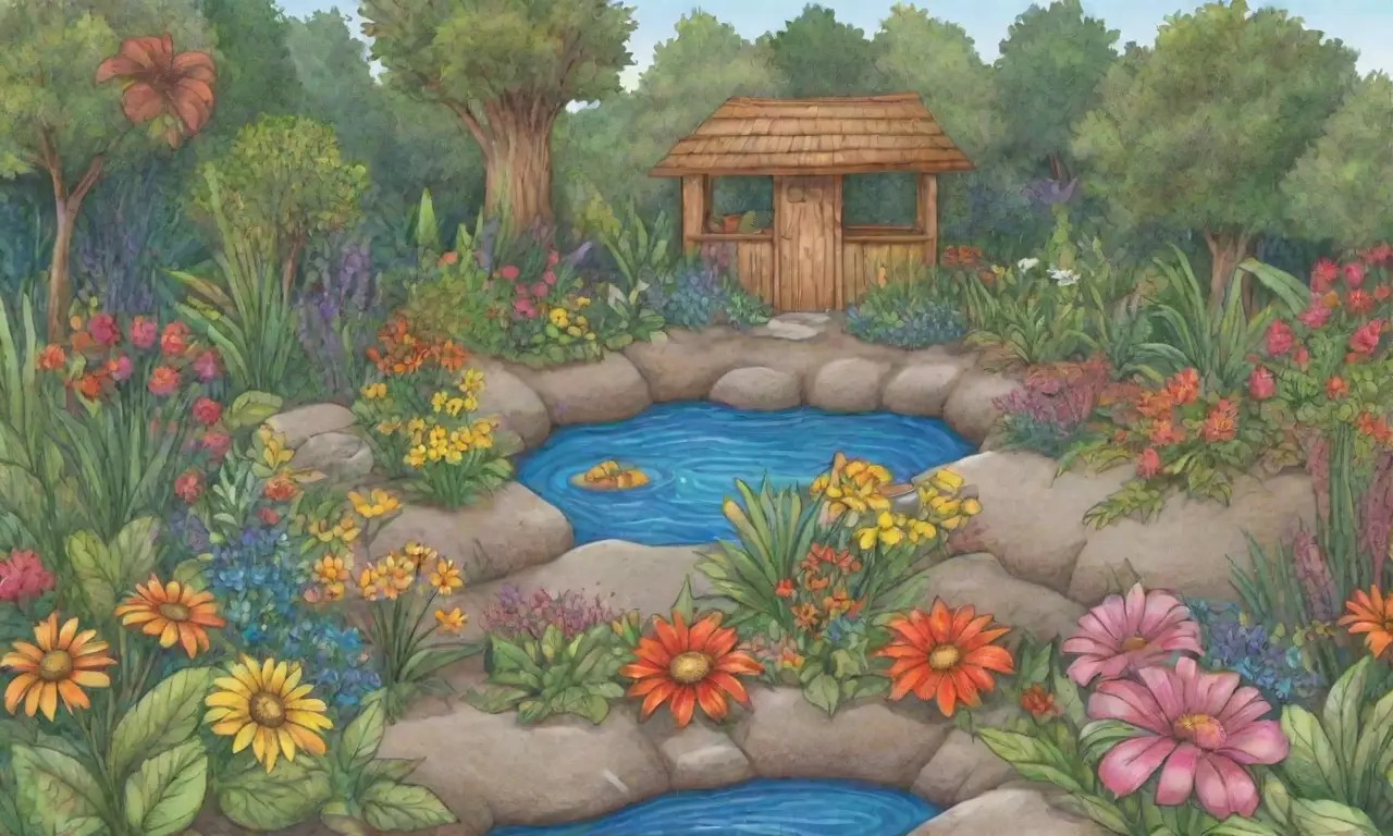 Flores coloridas y plantas diversas con recursos naturales
