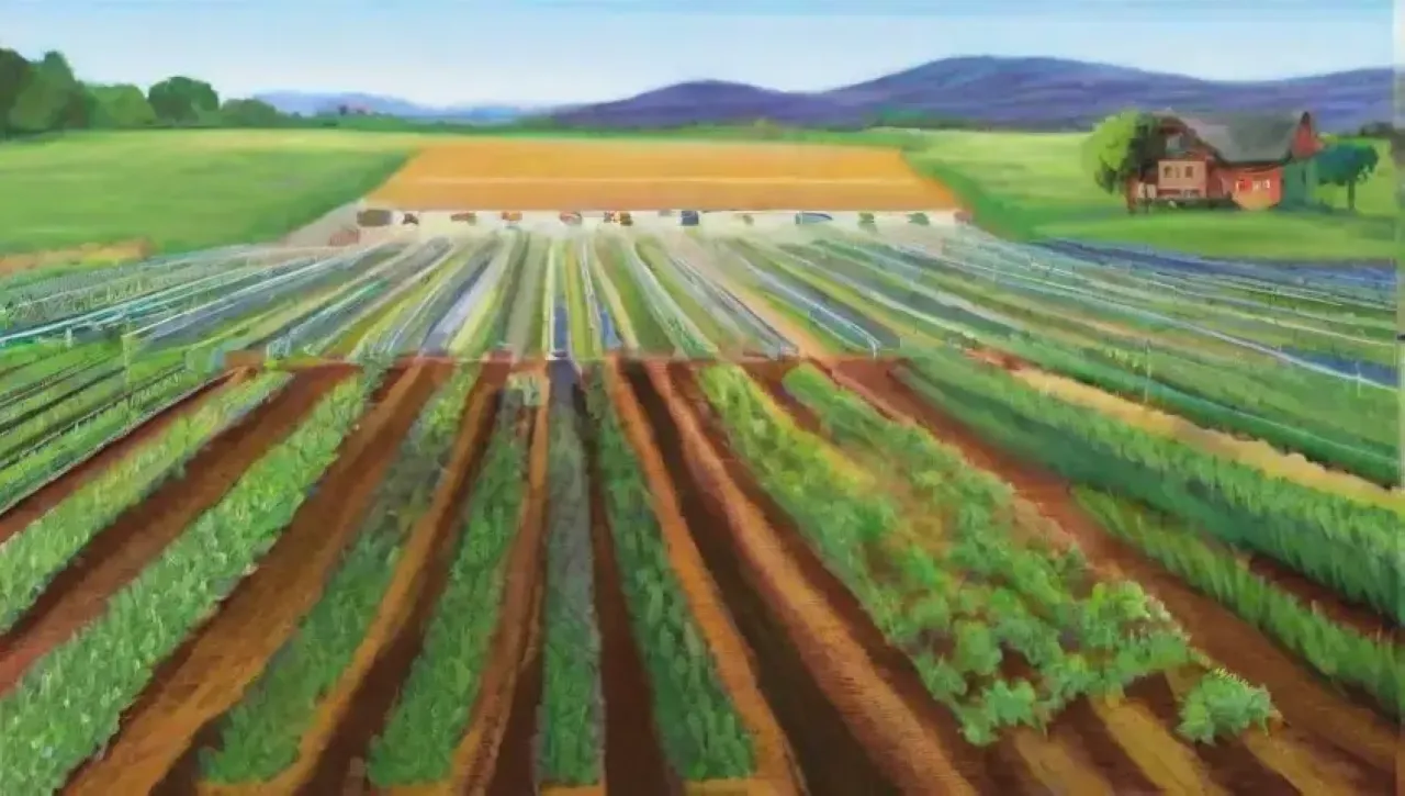Campos verdes y vibrantes con agricultura sostenible y tecnología avanzada
