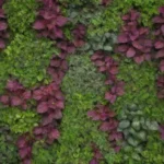 Jardín vertical con plantas saludables y colores vibrantes