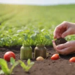 Fondo verde con vegetales
