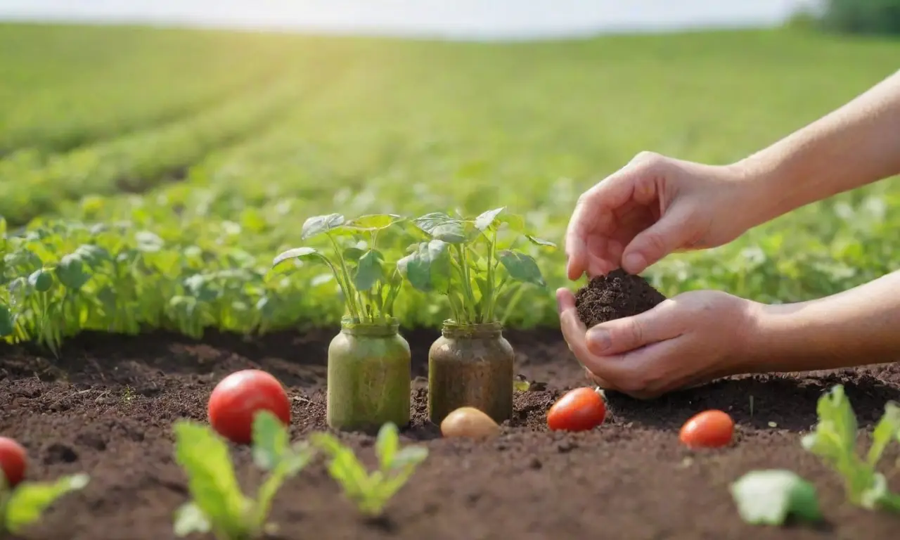 Fondo verde con vegetales