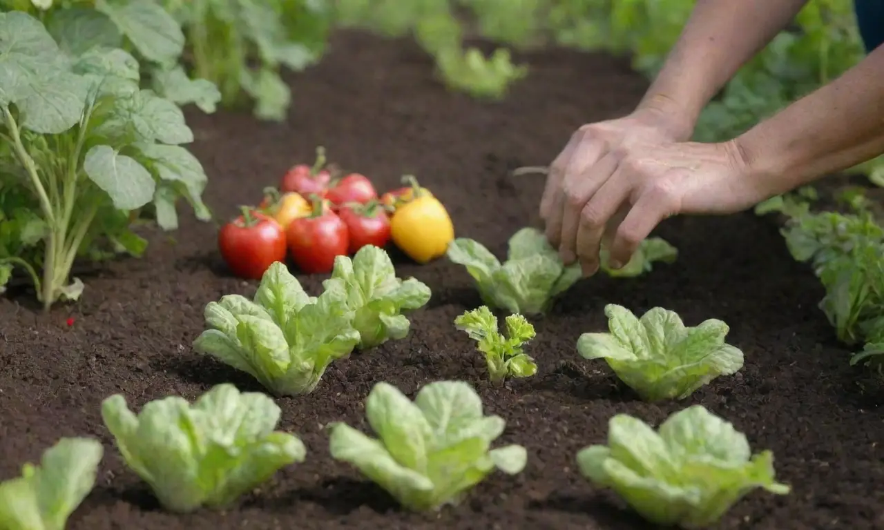 Un jardín vibrante con verduras coloridas
